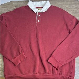 Broken Threads Rugby Pullover Sweatshirt – Red w/ White Collar – XL